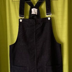Black Corduroy Overall Dress, Size 16